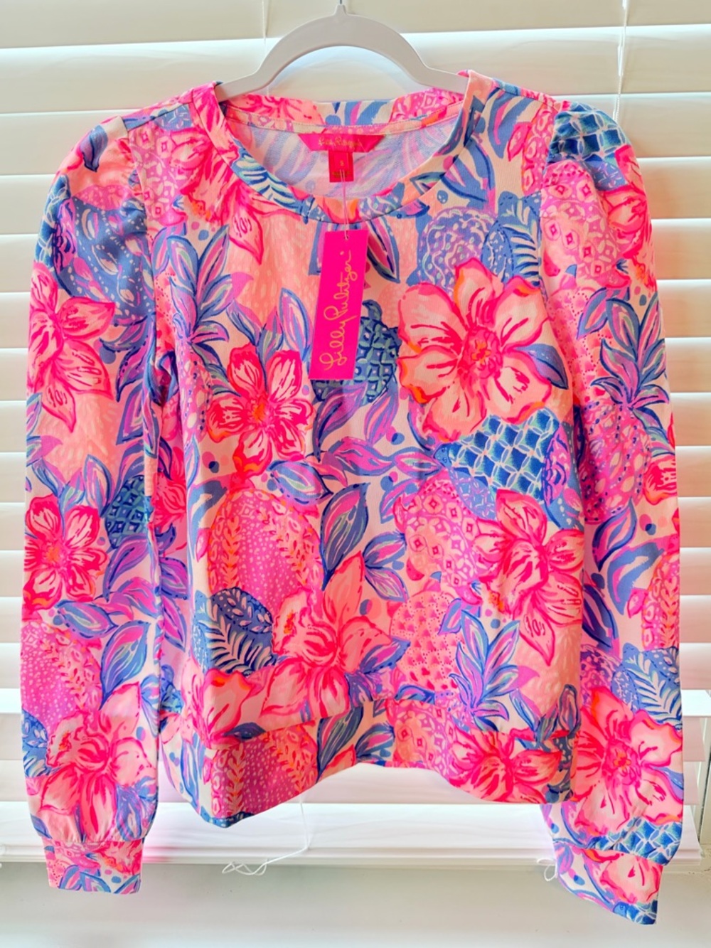 Lilly Pulitzer Neon Pink, Blue & Purple Floral Sweater